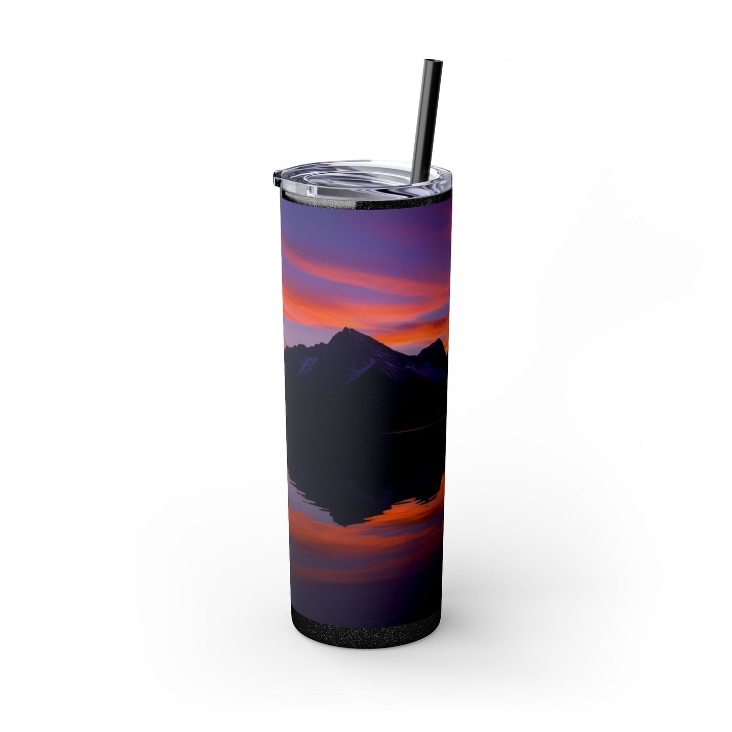 Mountain Lake Sunrise Skinny Tumbler with Straw, 20oz