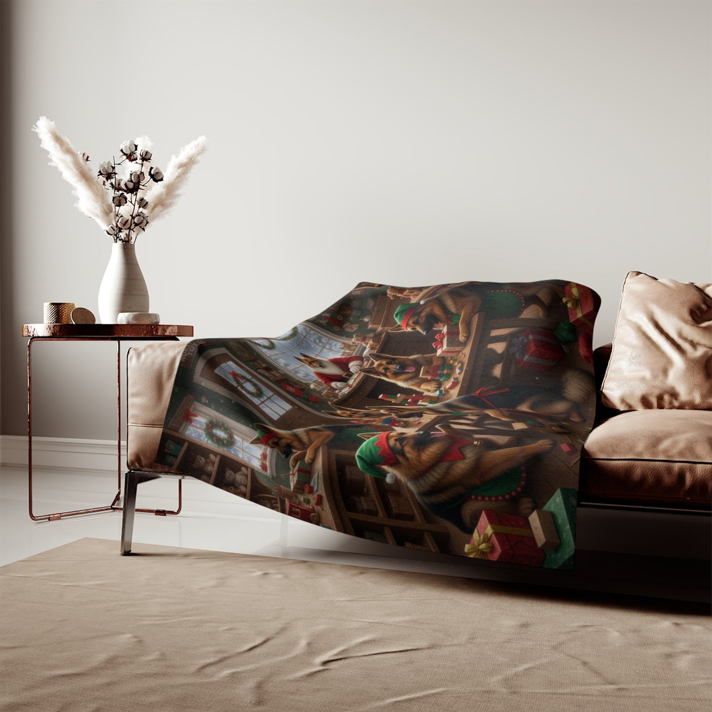 German Shepherd Holiday Workshop Blanket