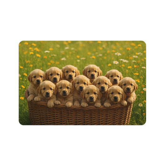 Pet Food Mat (12x18) - Golden Retriever puppies