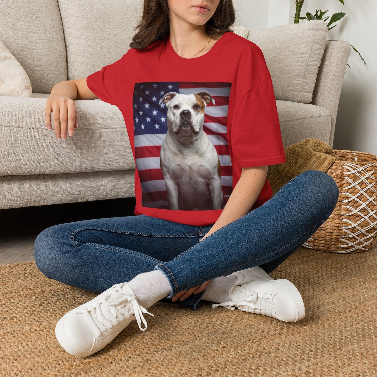 Patriotic T-Shirt — American Flag Dog Tee