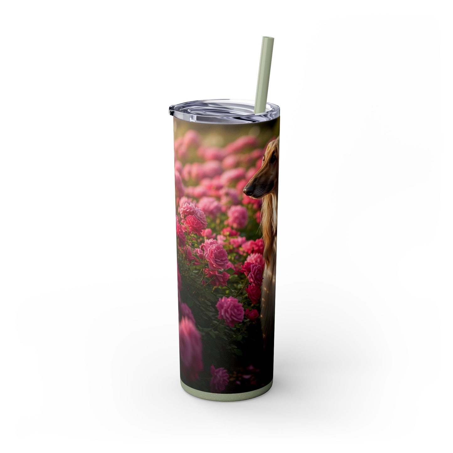 Afghan Hound Skinny Tumbler with Straw, 20oz