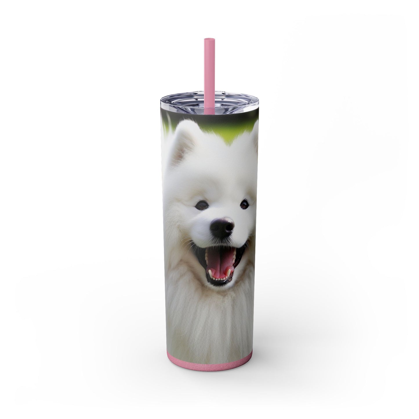 Samoyed Skinny Tumbler with Straw, 20oz