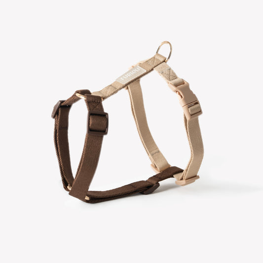 Harnais pour chien marron et beige