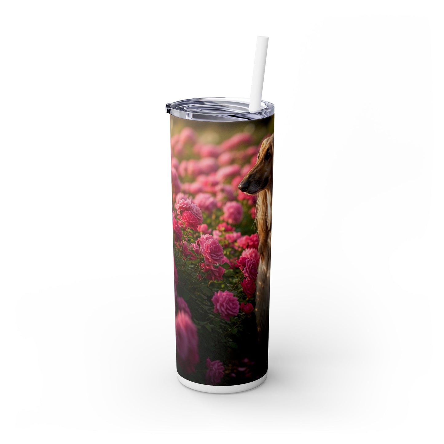 Afghan Hound Skinny Tumbler with Straw, 20oz