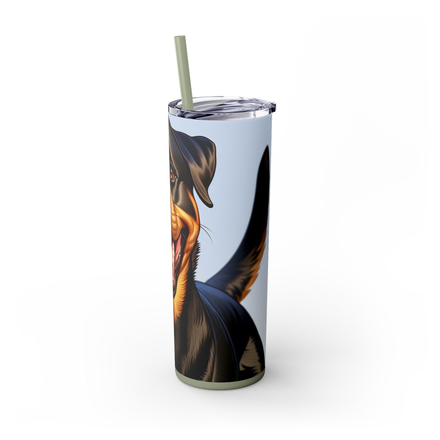 Rottweiler Skinny Tumbler with Straw, 20oz