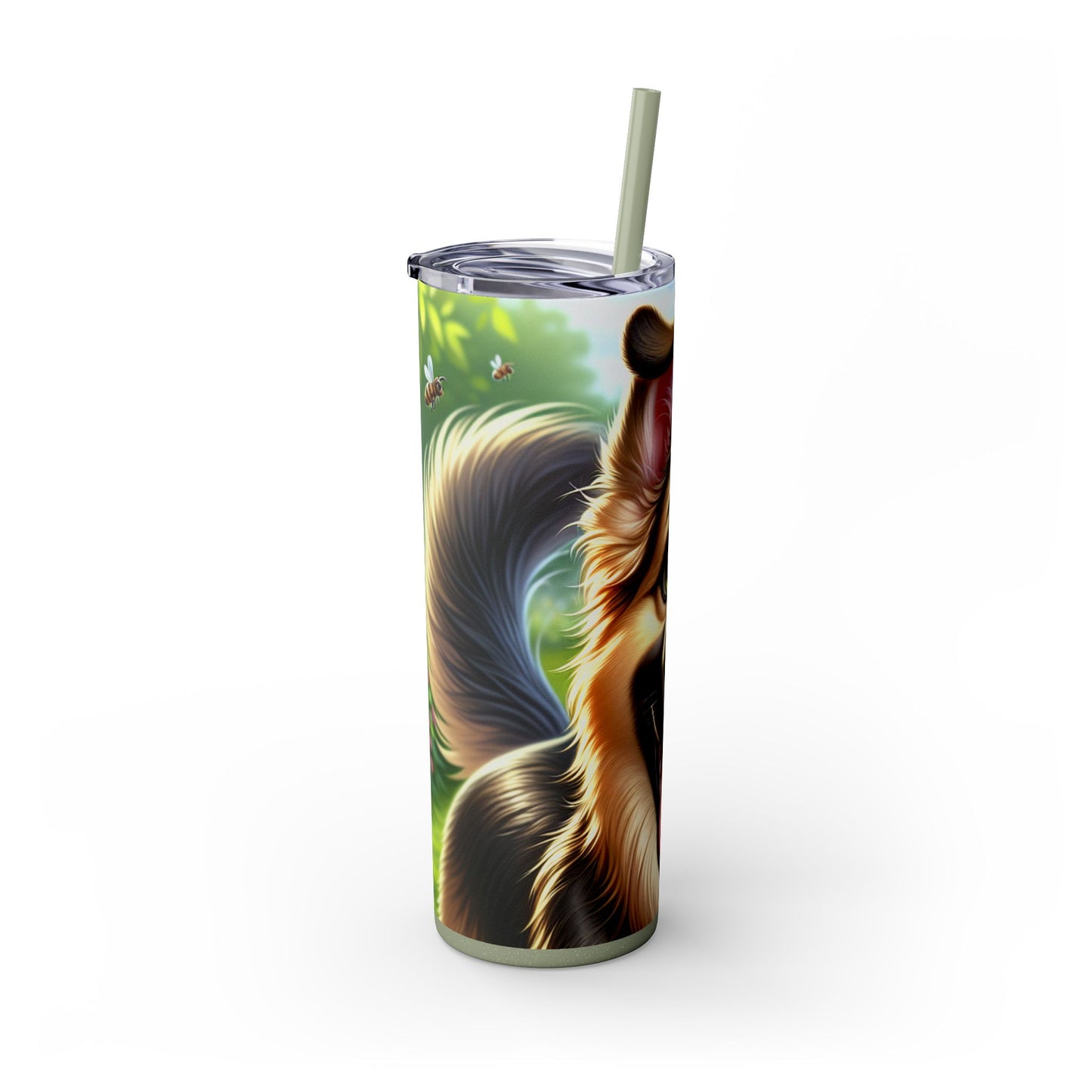 German Shepherd Skinny Tumbler with Straw, 20oz