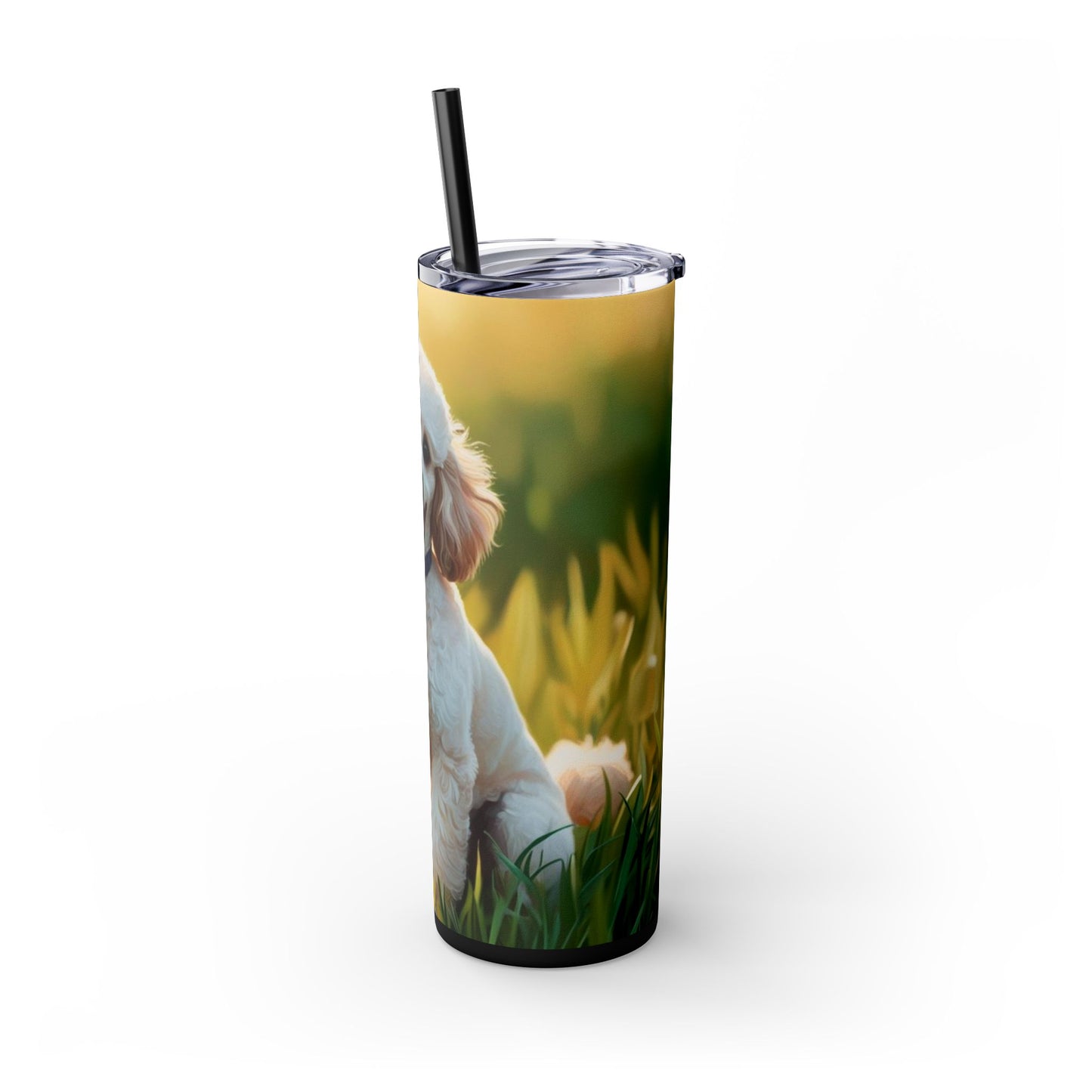 Miniature Poodle Skinny Tumbler with Straw, 20oz