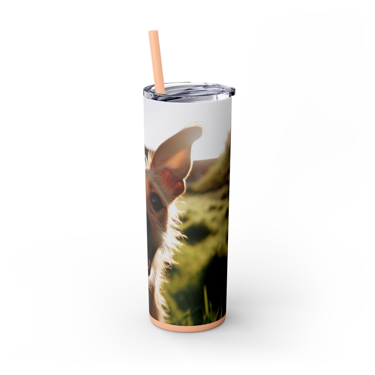 Portuguese Podengo Skinny Tumbler with Straw, 20oz
