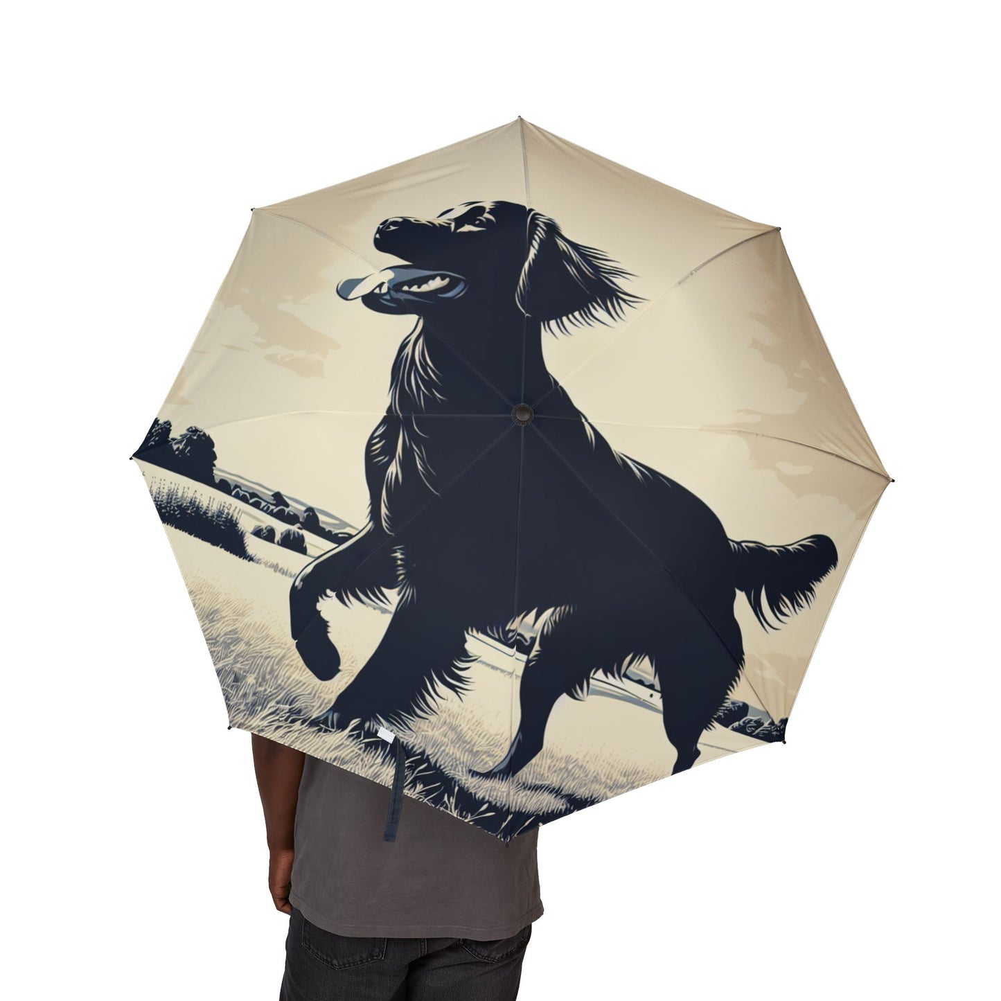 Parapluie pliant semi-automatique Flat Coated Retriever