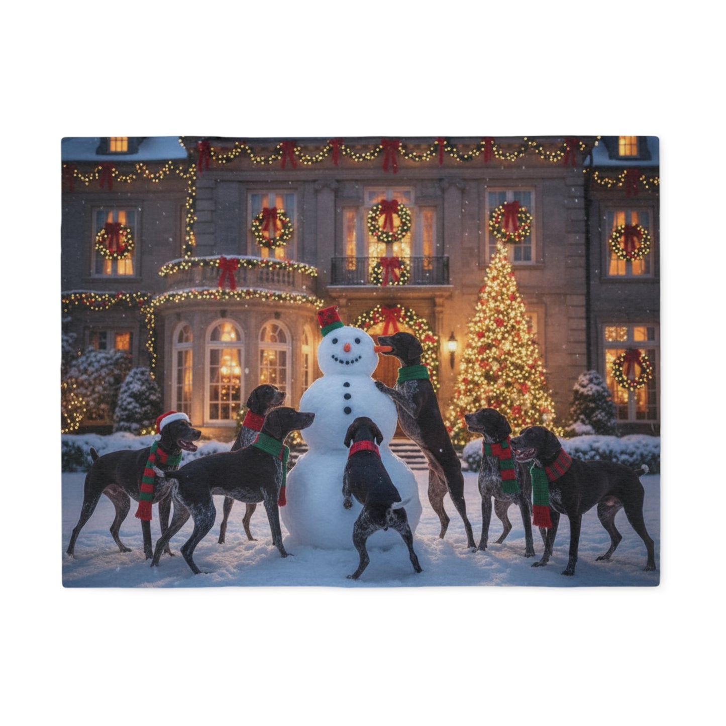 German Shorthaired Pointers Snowman Blanket