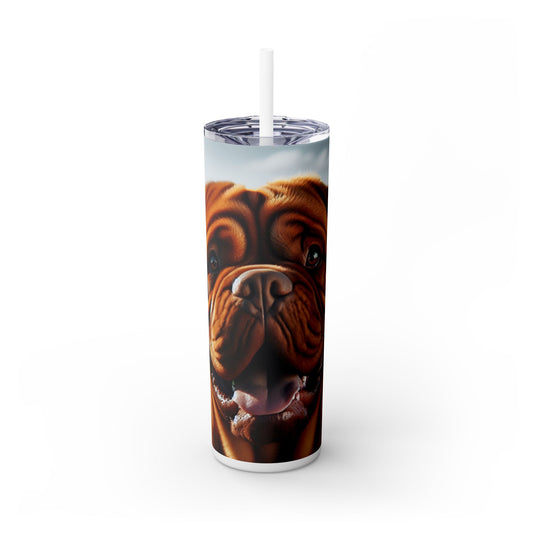 Dogue de Bordeaux Skinny Tumbler with Straw, 20oz