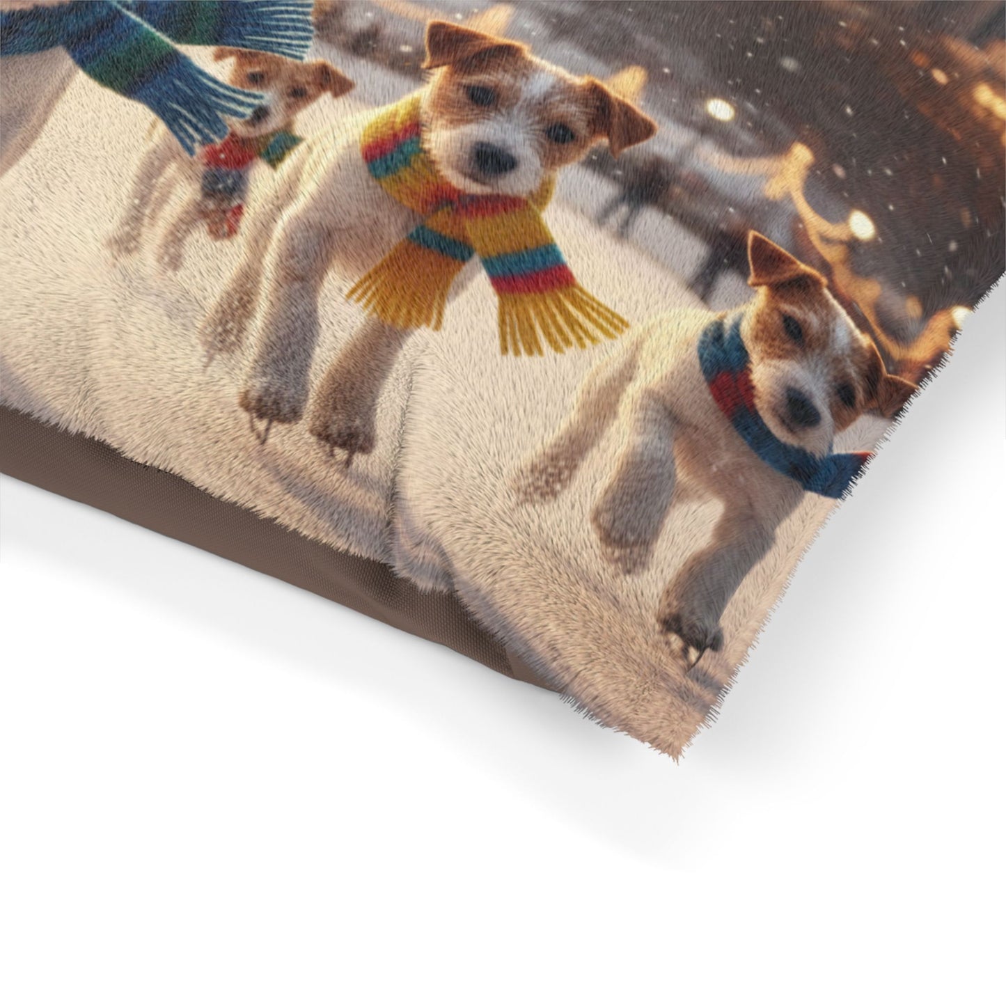 Holiday Puppy Cityscape Pet Bed