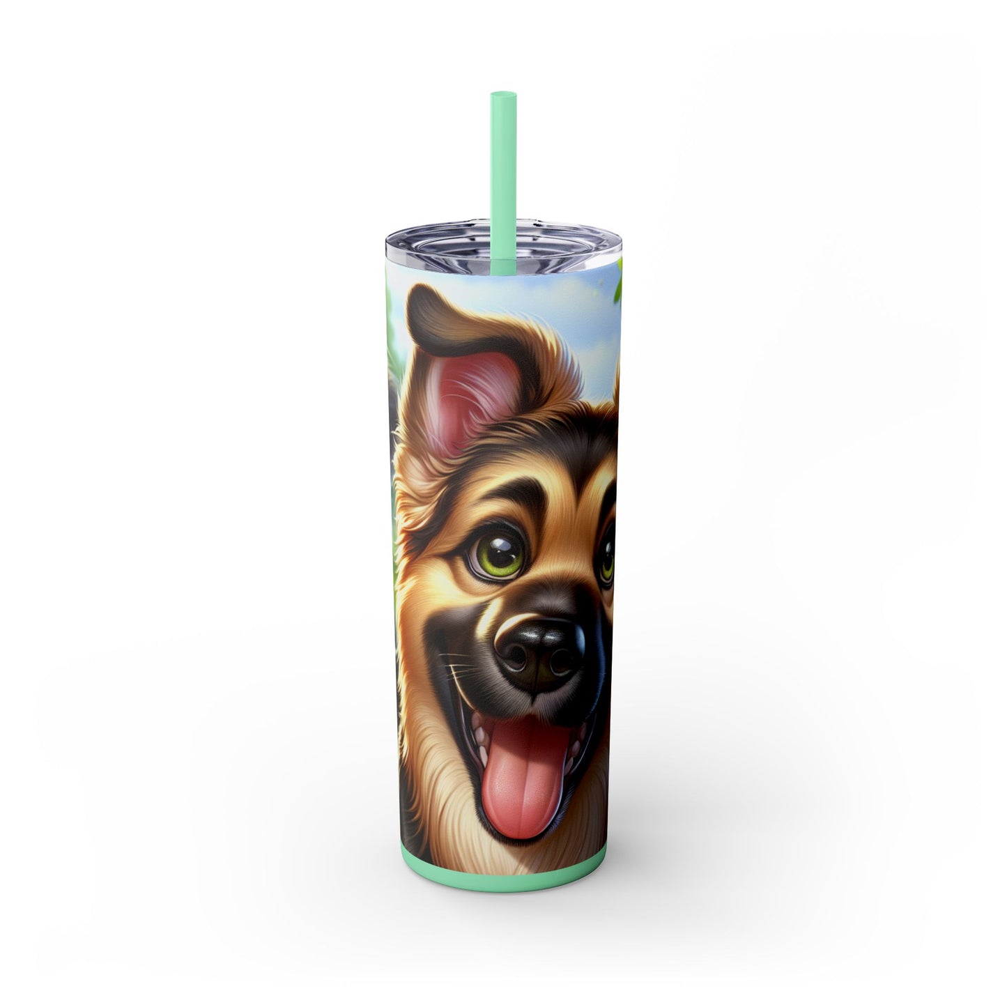 German Shepherd Skinny Tumbler with Straw, 20oz