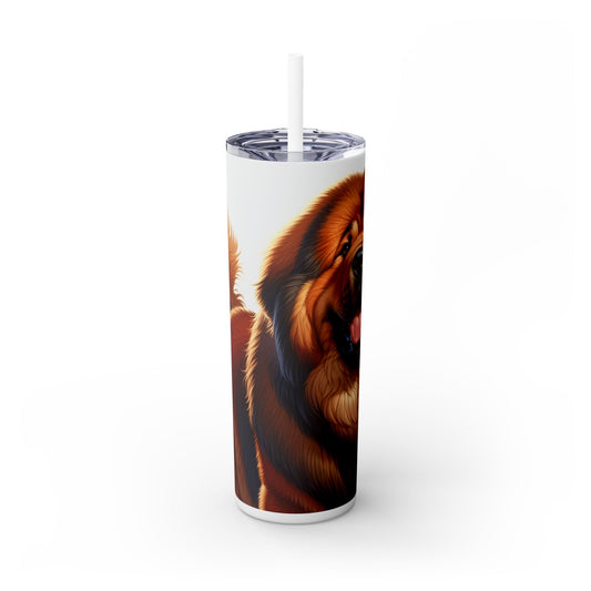 Tibetan Mastiff Skinny Tumbler with Straw, 20oz