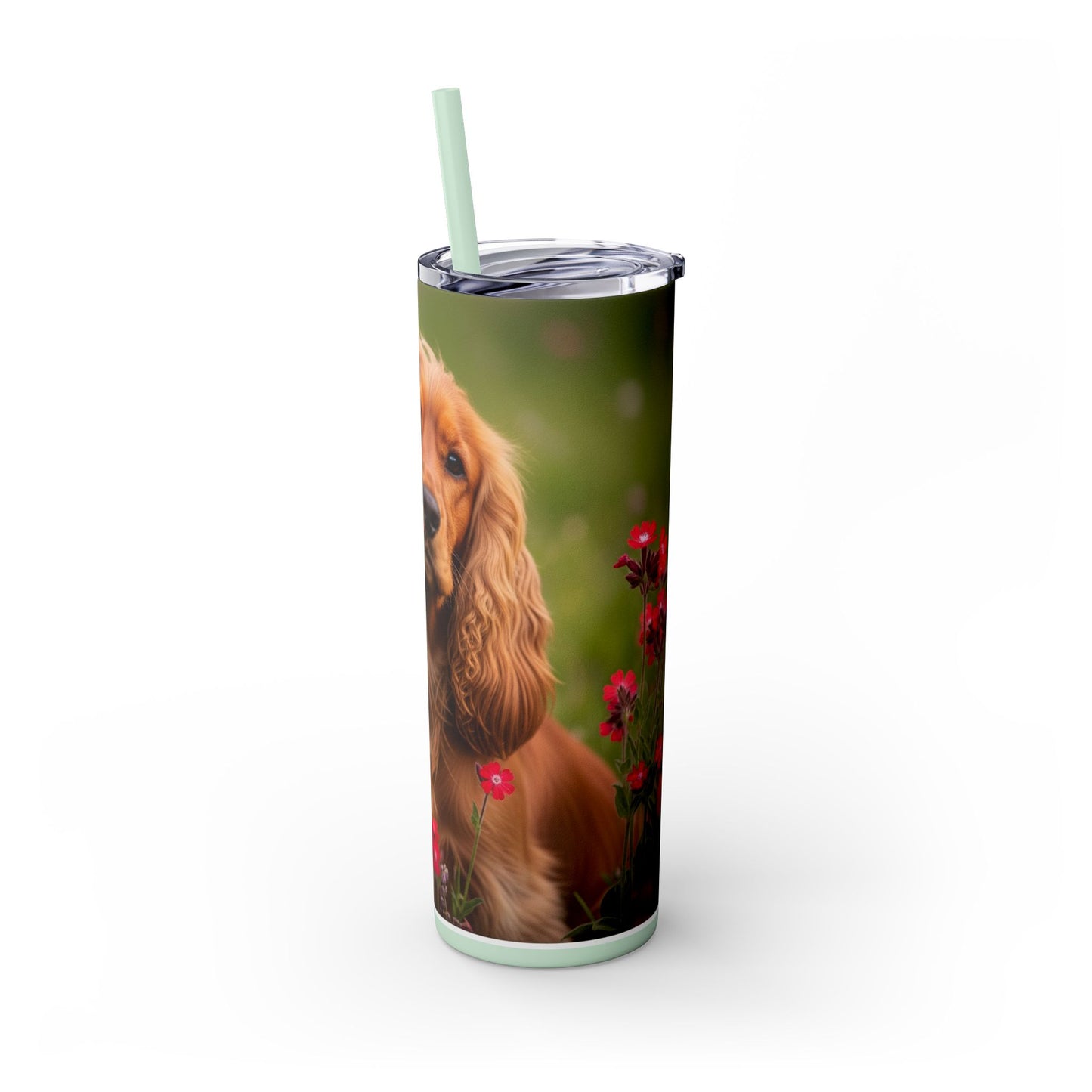 Vaso delgado con pajita de Cocker Spaniel, 20 oz