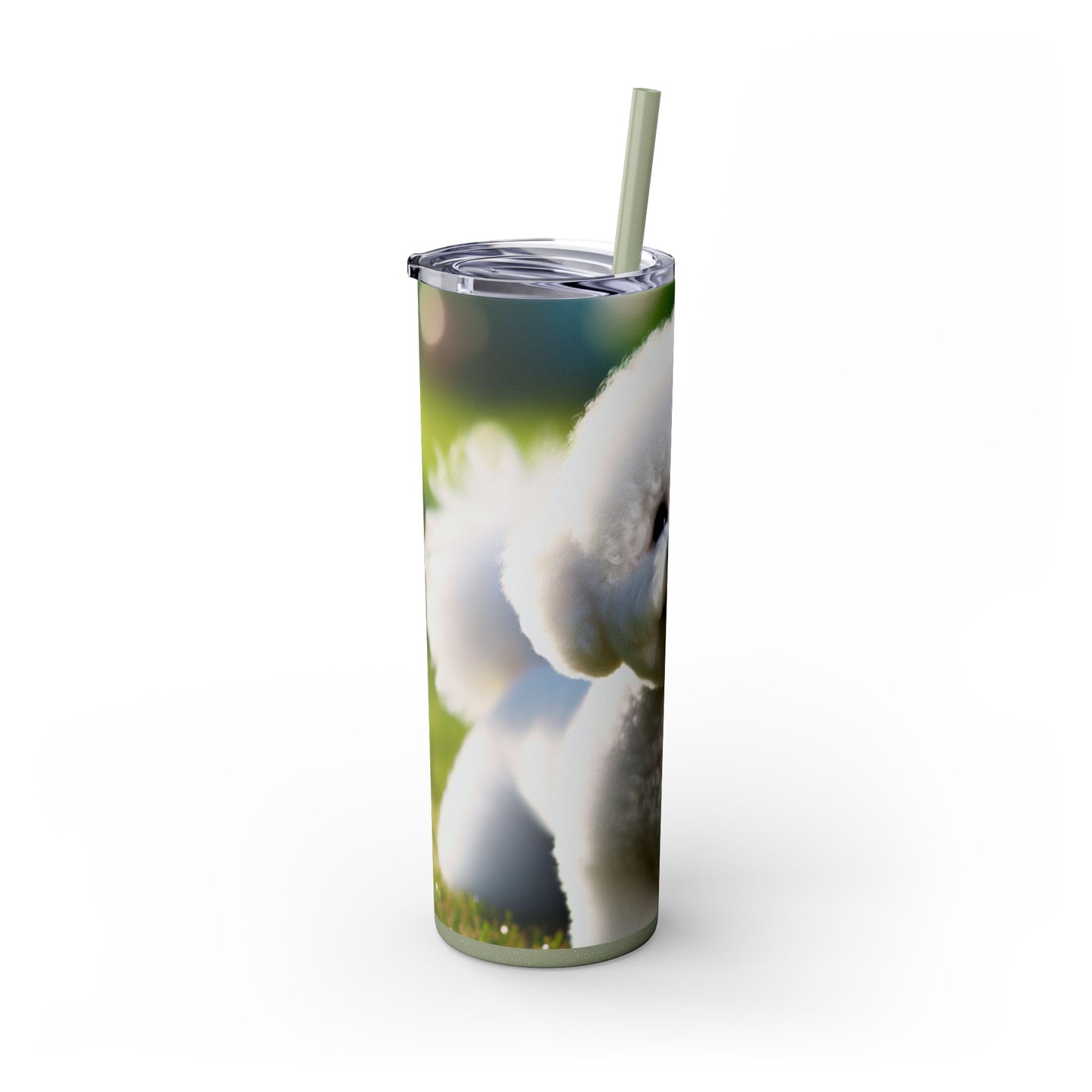 Bichon Frise Skinny Tumbler with Straw, 20oz