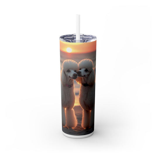 Poodle Love Skinny Tumbler with Straw, 20oz