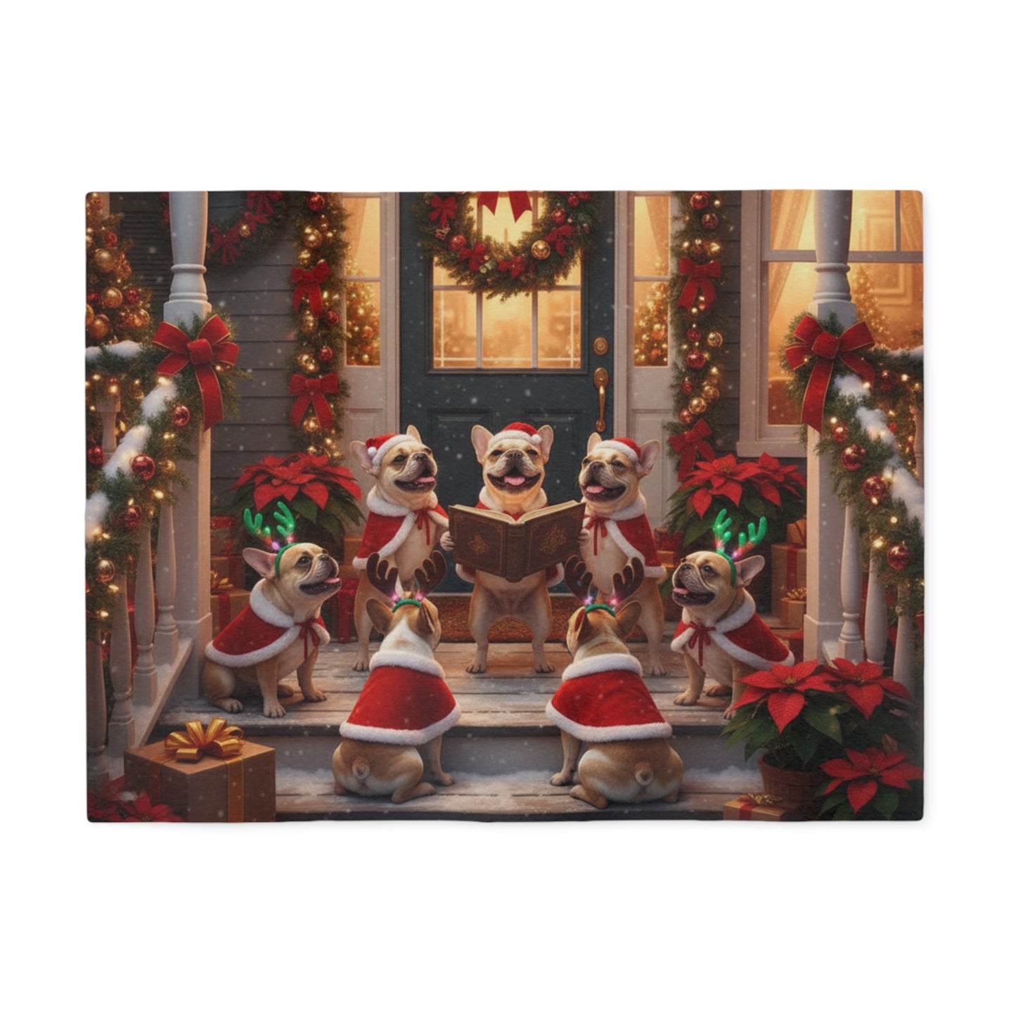 French Bulldogs Holiday Caroling Blanket