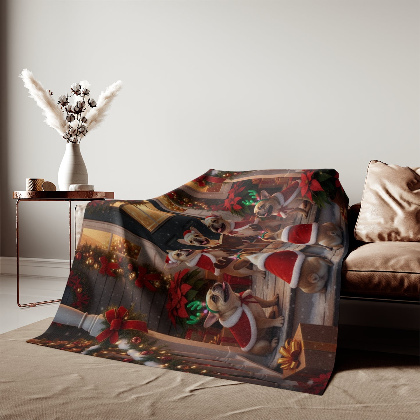 French Bulldogs Holiday Caroling Blanket