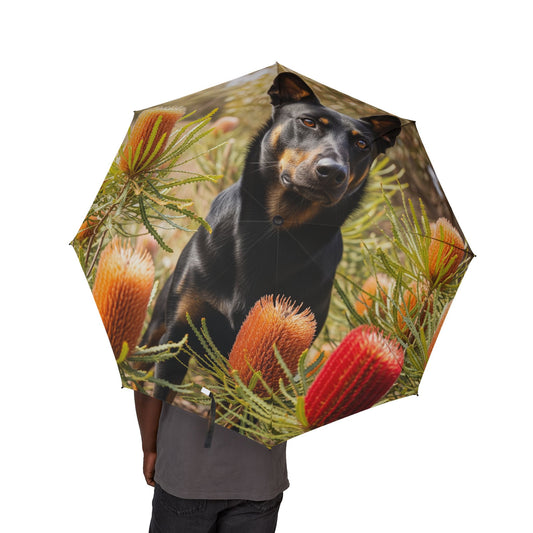 Working Kelpie Semi-Automatic Foldable Umbrella