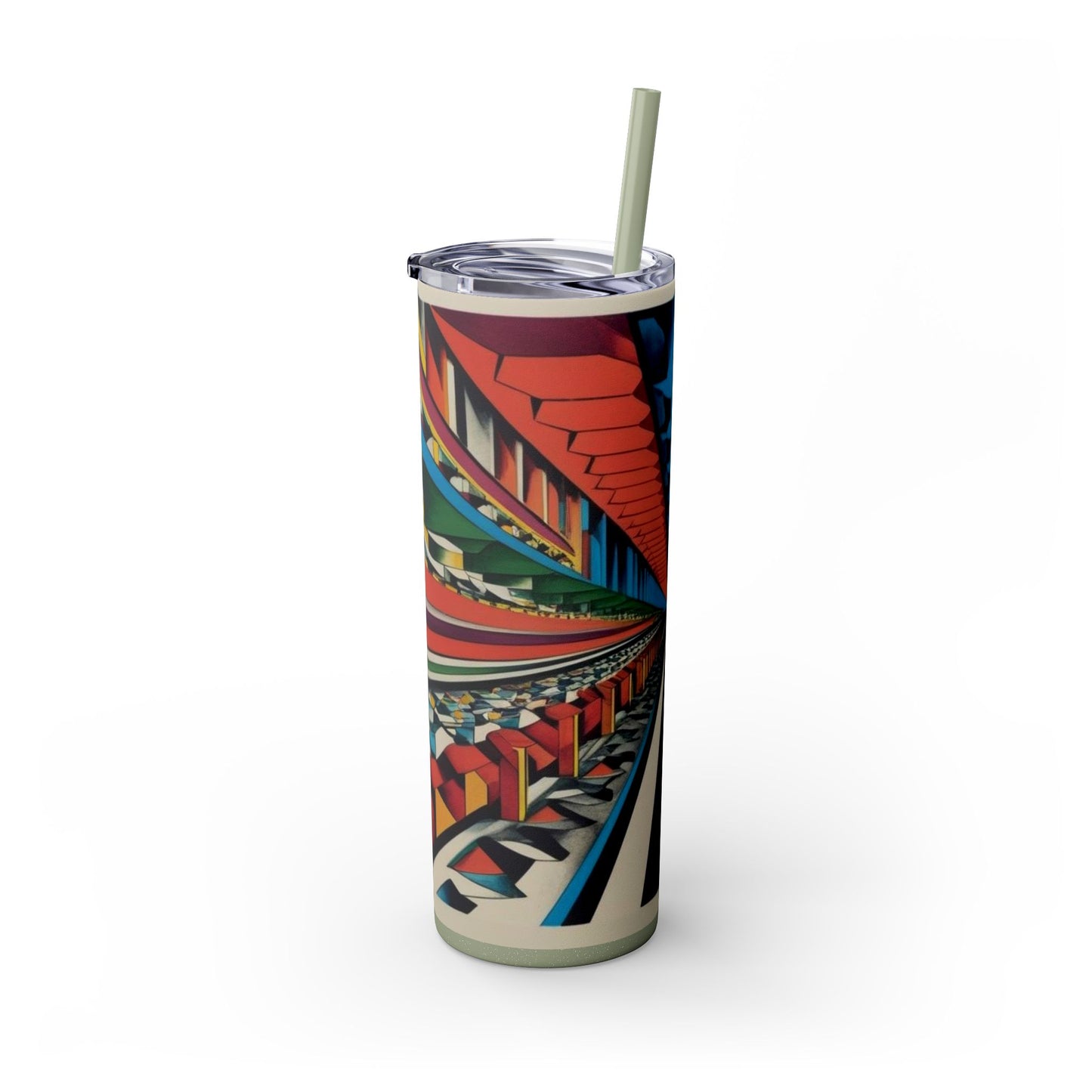 Optical Illusion Skinny Tumbler with Straw, 20oz