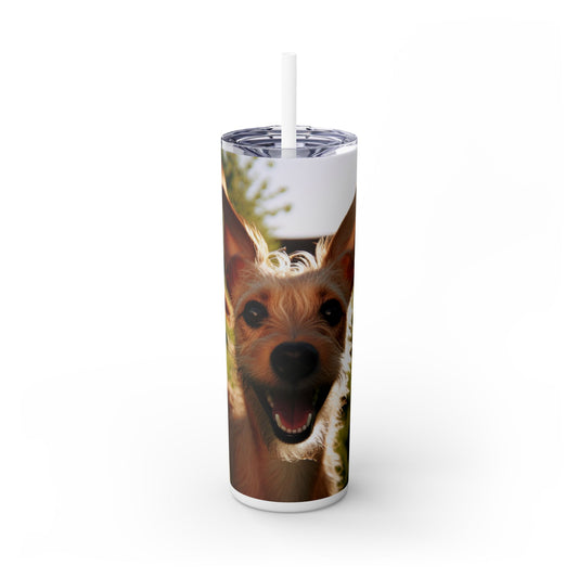 Portuguese Podengo Skinny Tumbler with Straw, 20oz