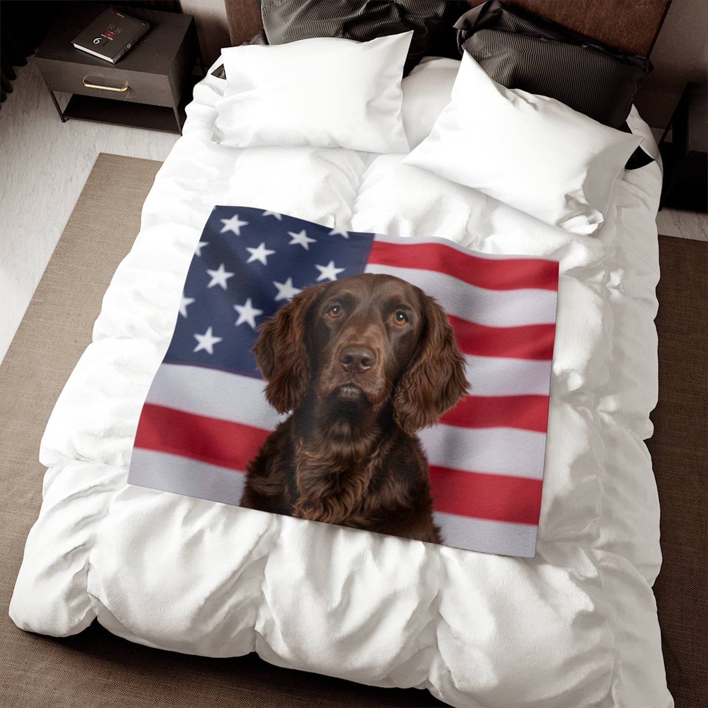 American Water Spaniel Patriotic Blanket