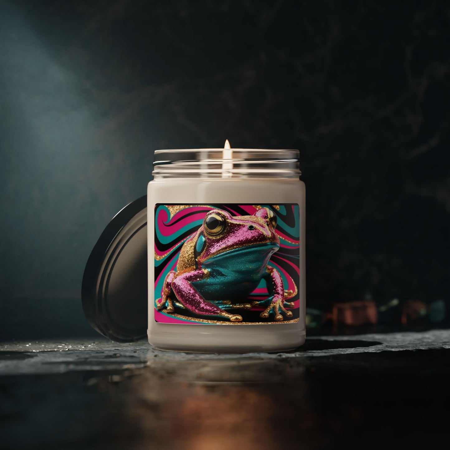 Glittery Psychedelic Frog- Scented Soy Candle, 9oz