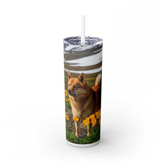 Norwegian Buhund Skinny Tumbler with Straw, 20oz