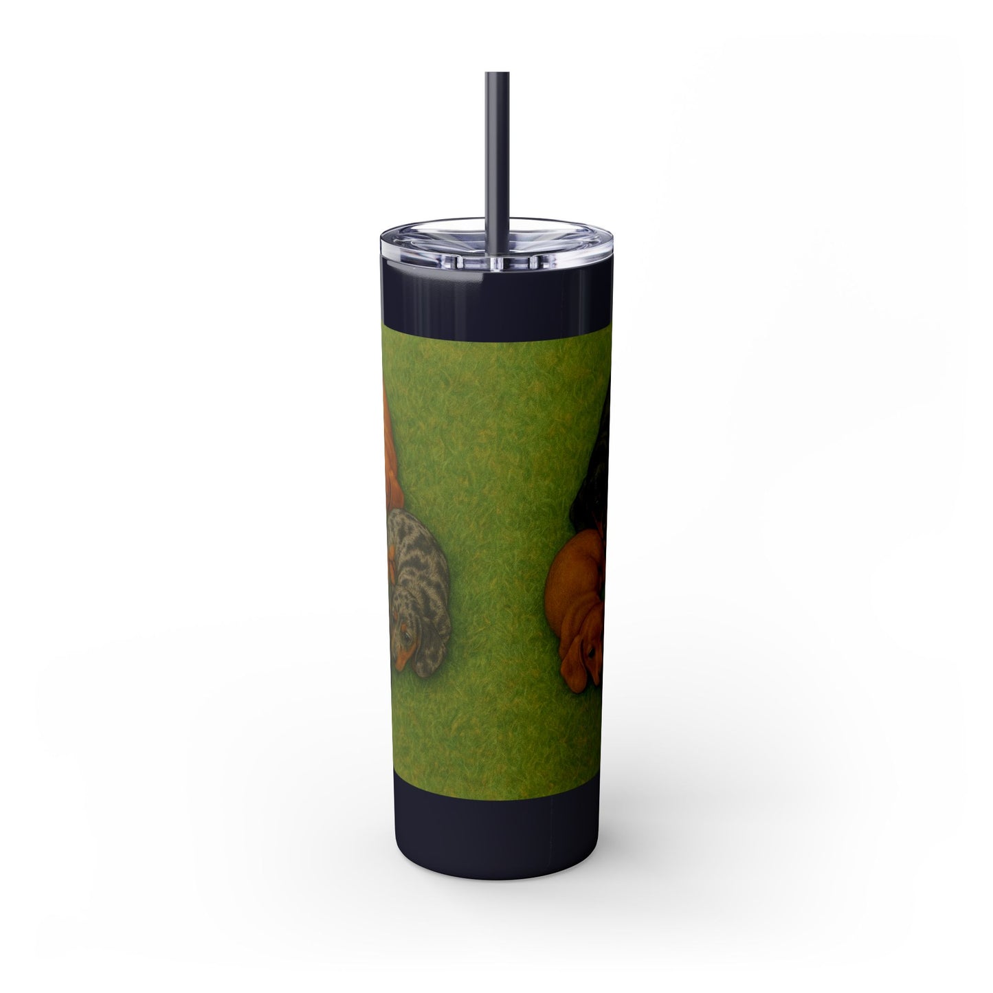 Gobelet isotherme avec paille, motif chiots teckels, 590 ml