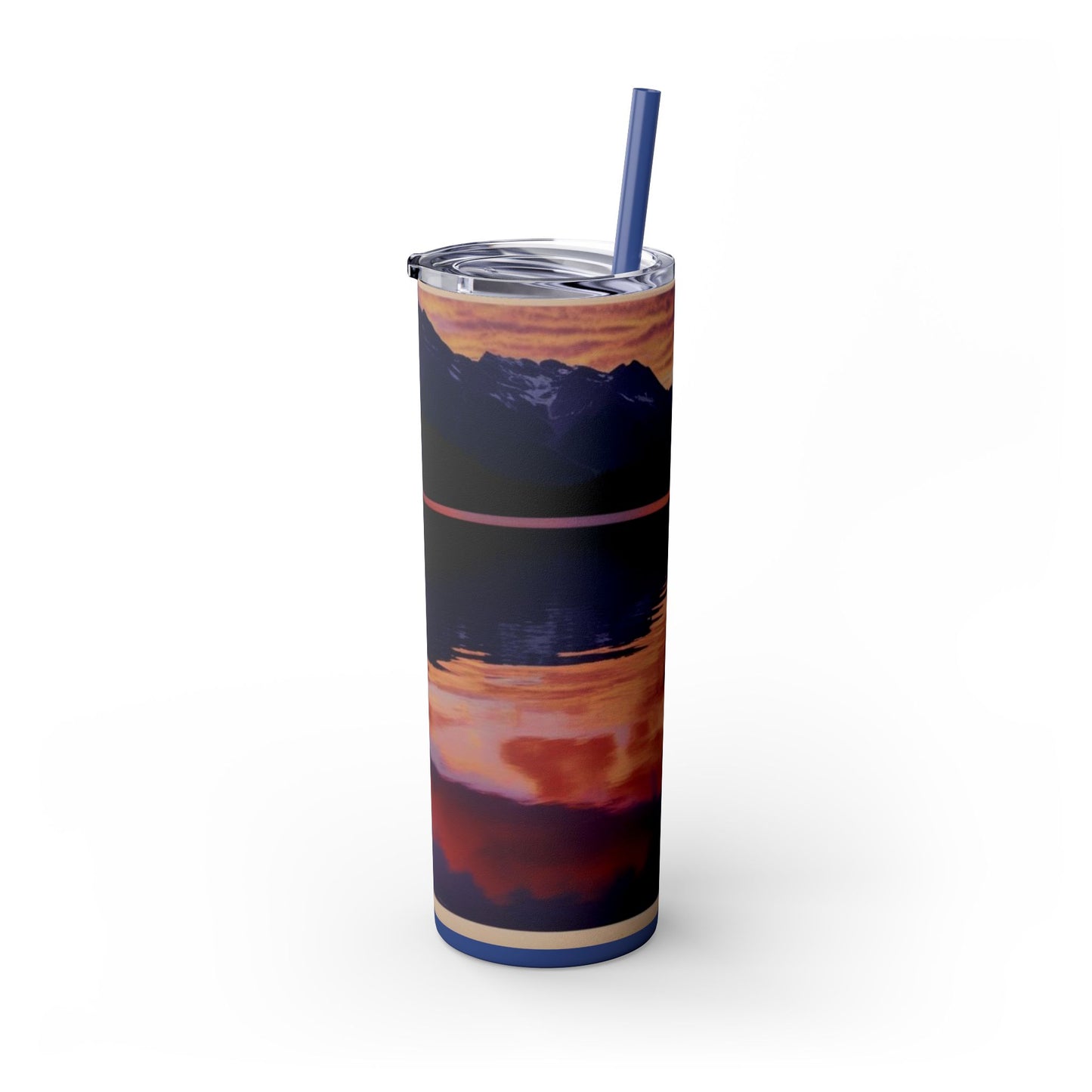 Mountain Lake Sunrise Skinny Tumbler with Straw, 20oz