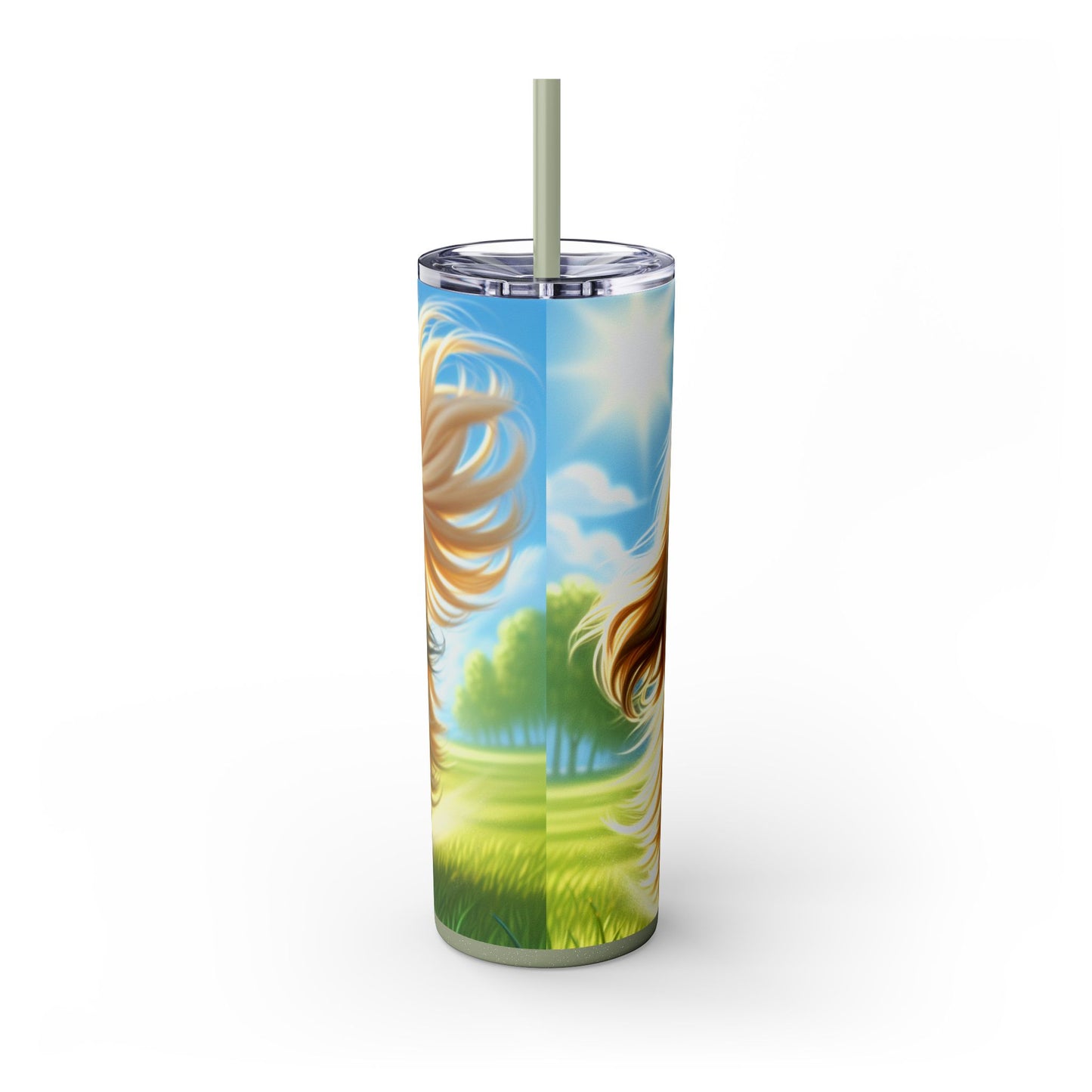 Lhasa Apso Skinny Tumbler with Straw, 20oz
