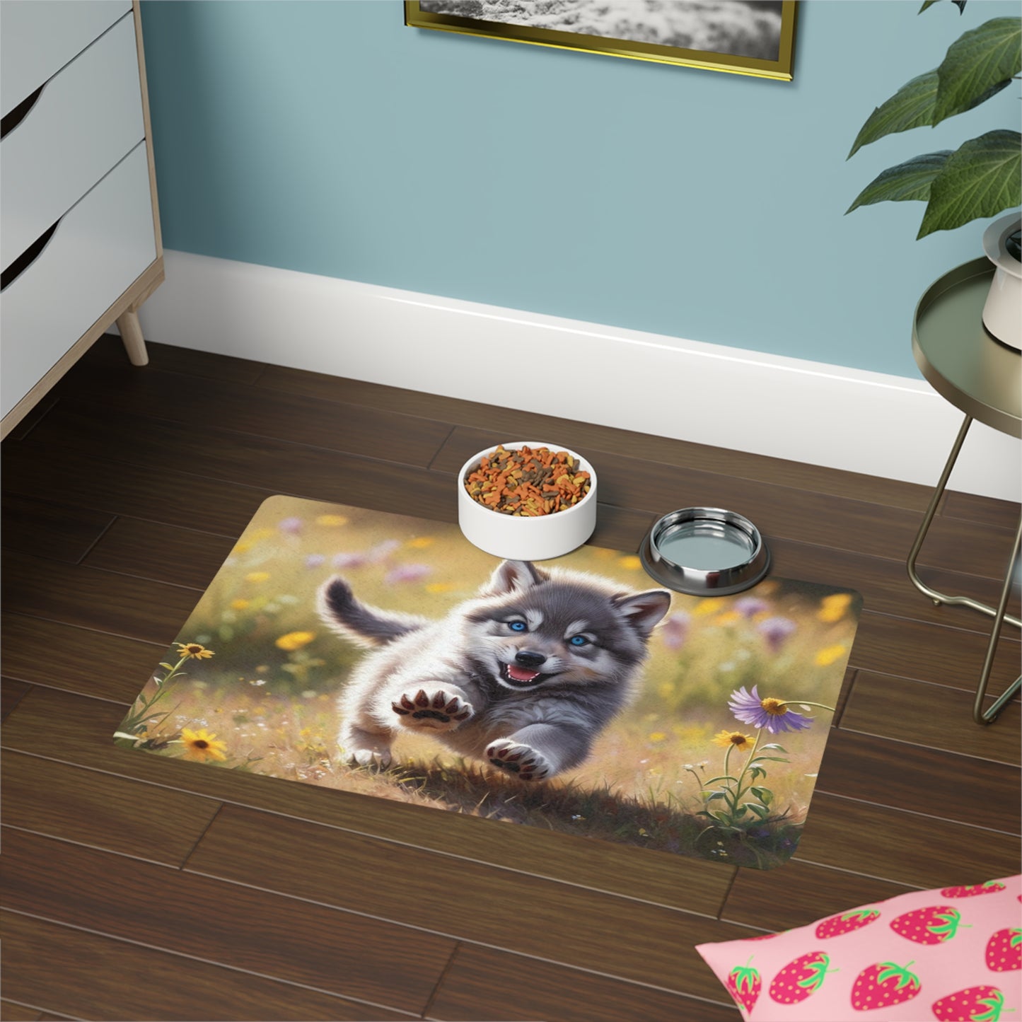 Pet Food Mat (12x18) - Wolf Cub