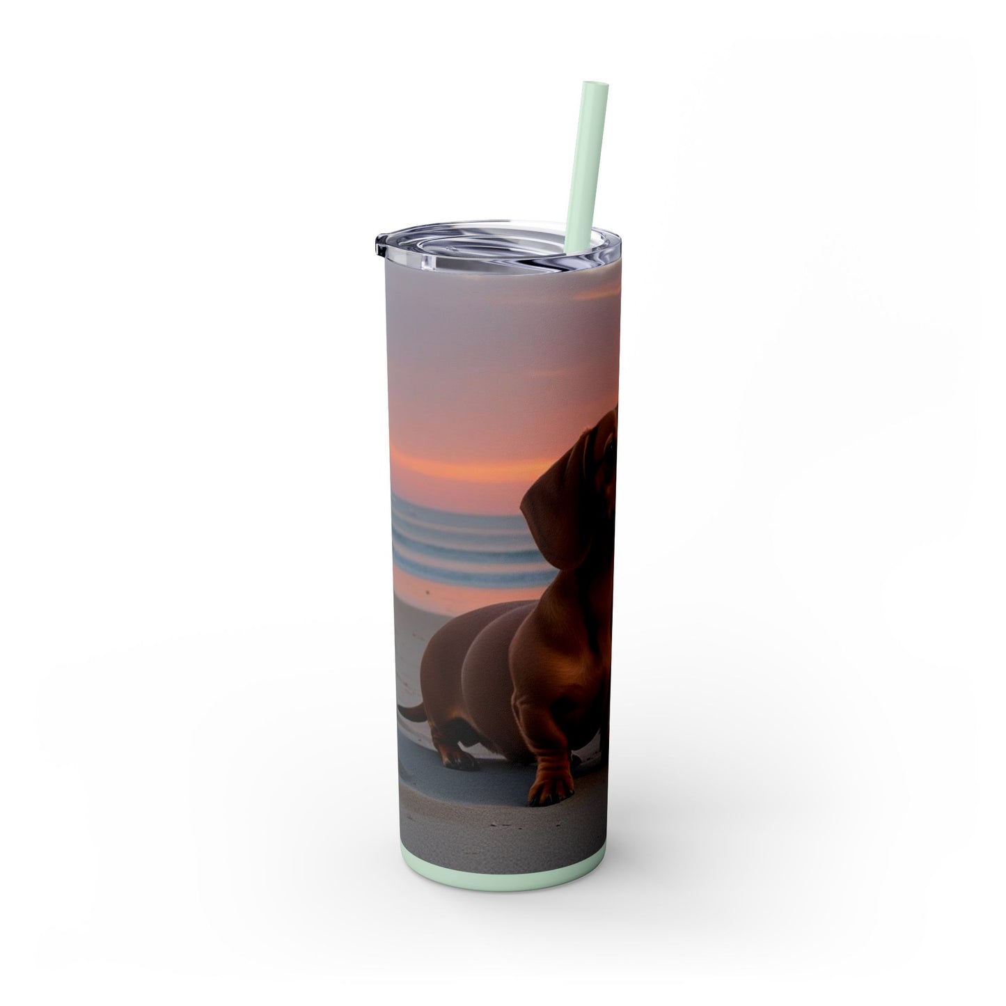 Vaso delgado con pajita Dachshund Love, 20 oz