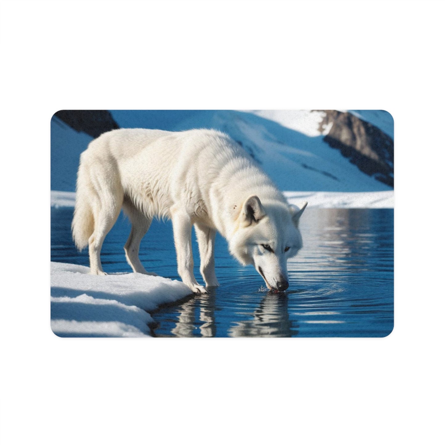 Pet Food Mat (12x18) - White Wolf