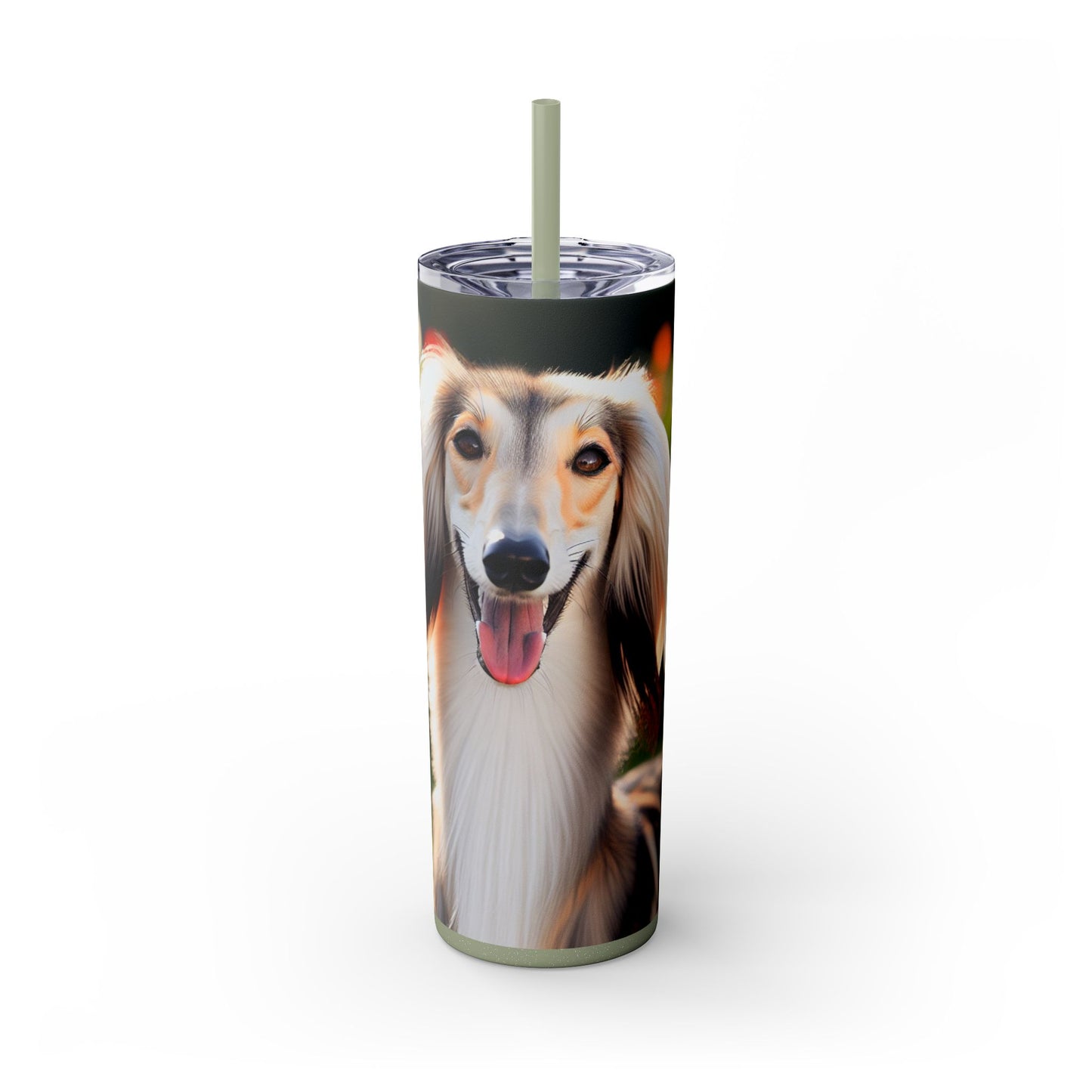 Saluki Skinny Tumbler with Straw, 20oz