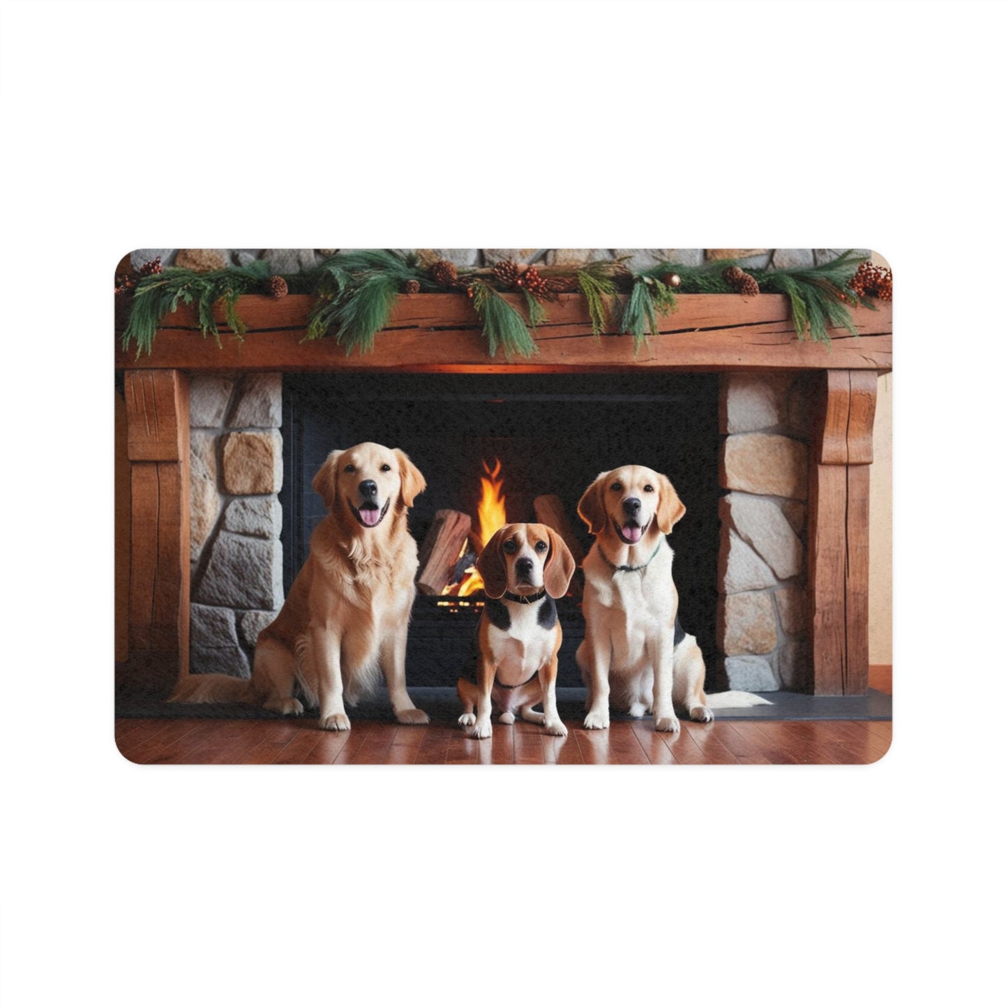 Pet Food Mat (12x18) - Fireplace Dogs