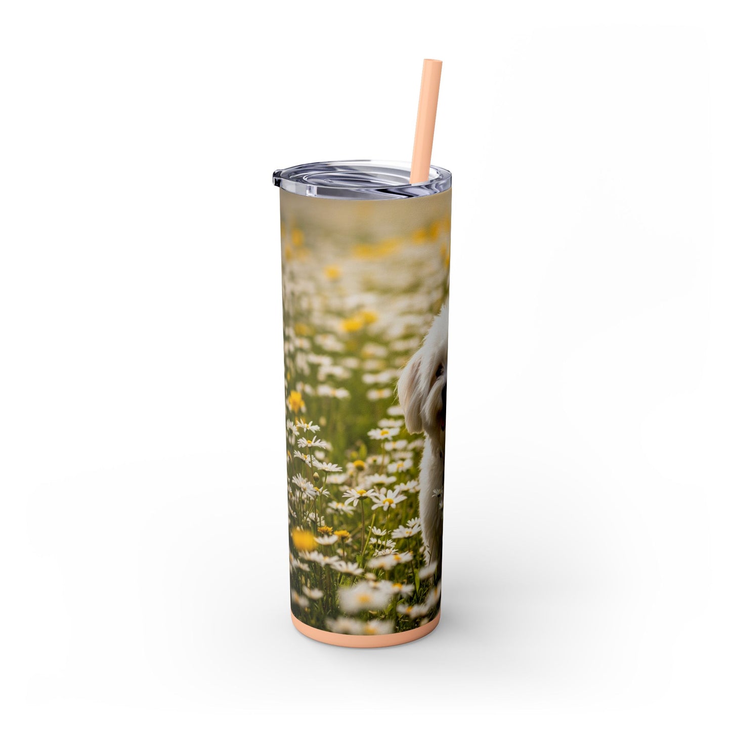 Lowchen Skinny Tumbler with Straw, 20oz