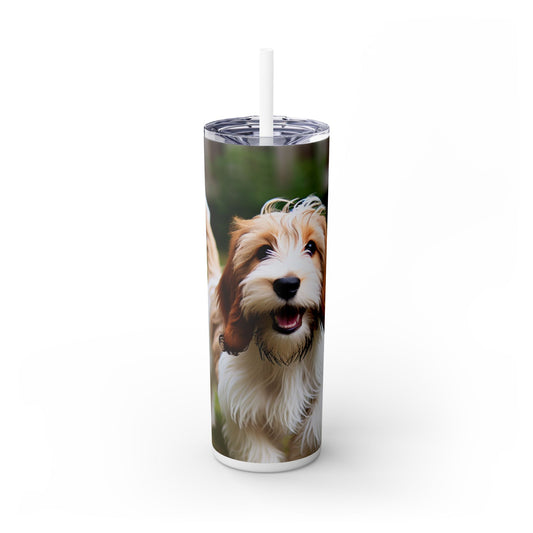 Petit Basset Griffon Vendeen Skinny Tumbler with Straw, 20oz