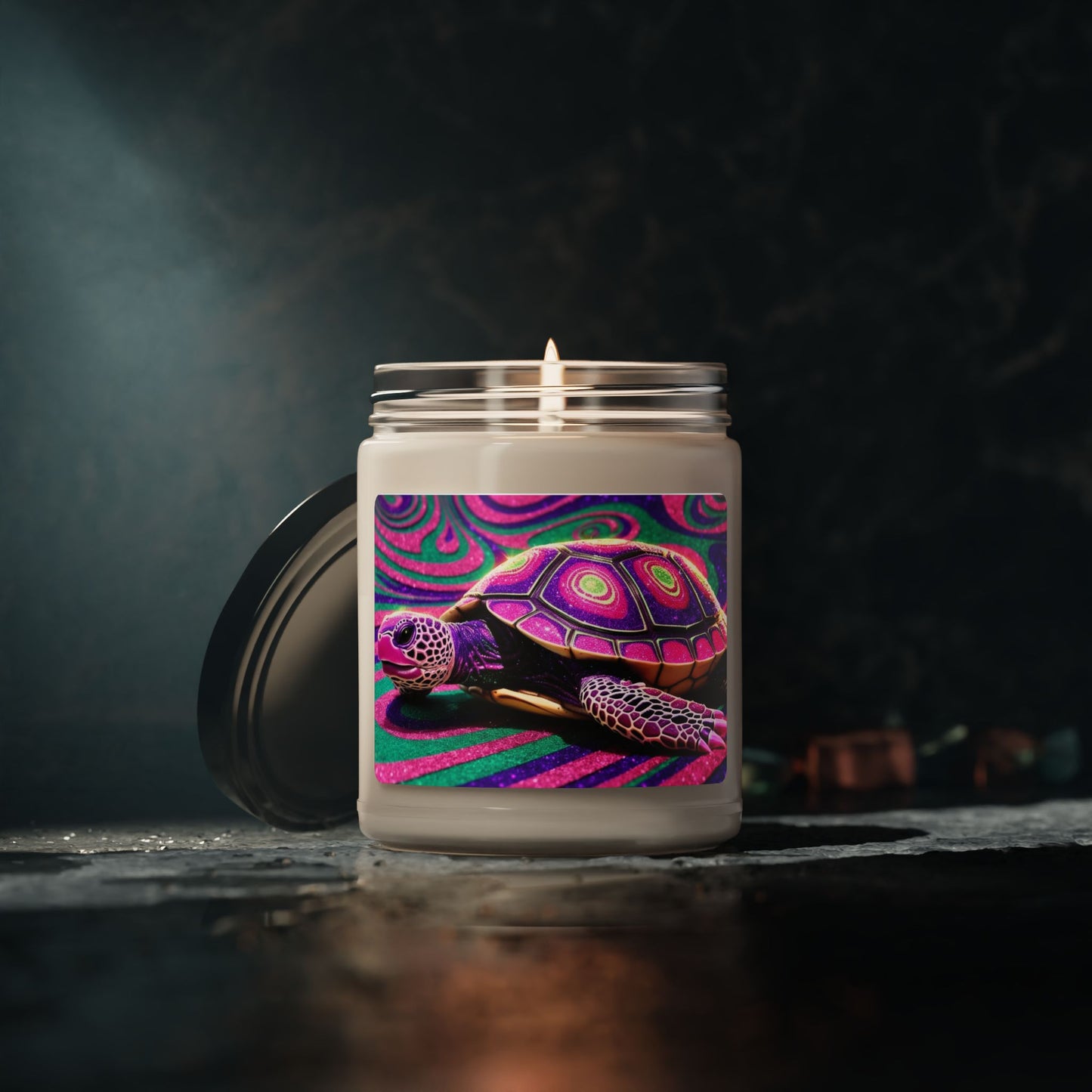 Glittery Psychedelic Turtle- Scented Soy Candle, 9oz