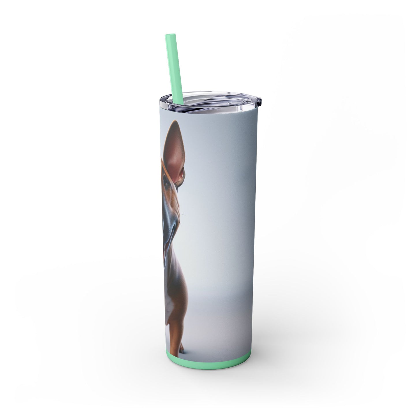 Miniature Bull Terrier Tumbler with Straw, 20oz
