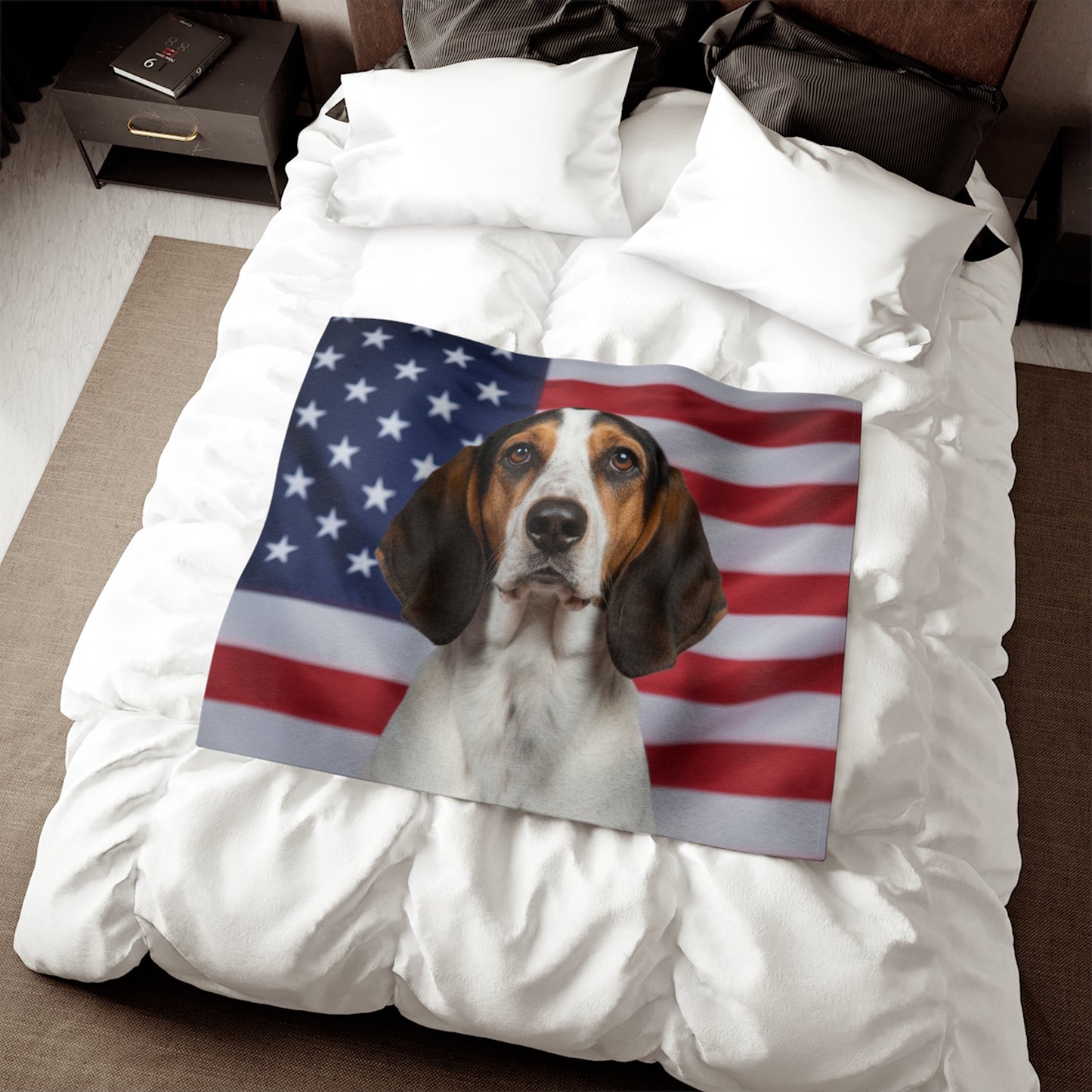 American English Coonhound Patriotic Blanket