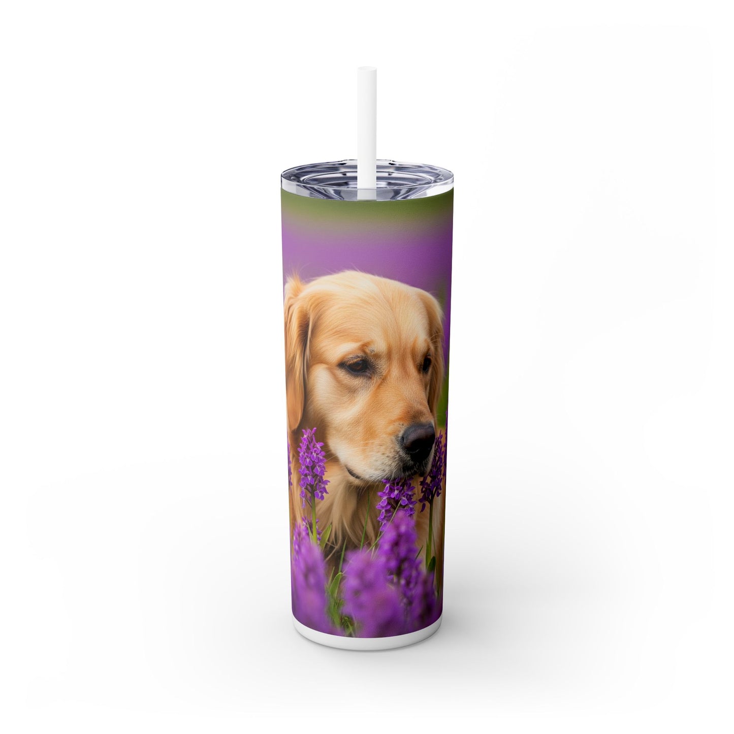 Golden Retriever Skinny Tumbler with Straw, 20oz