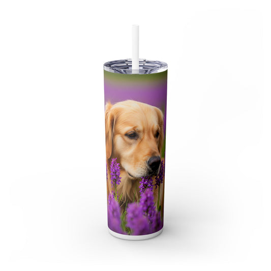 Golden Retriever Skinny Tumbler with Straw, 20oz