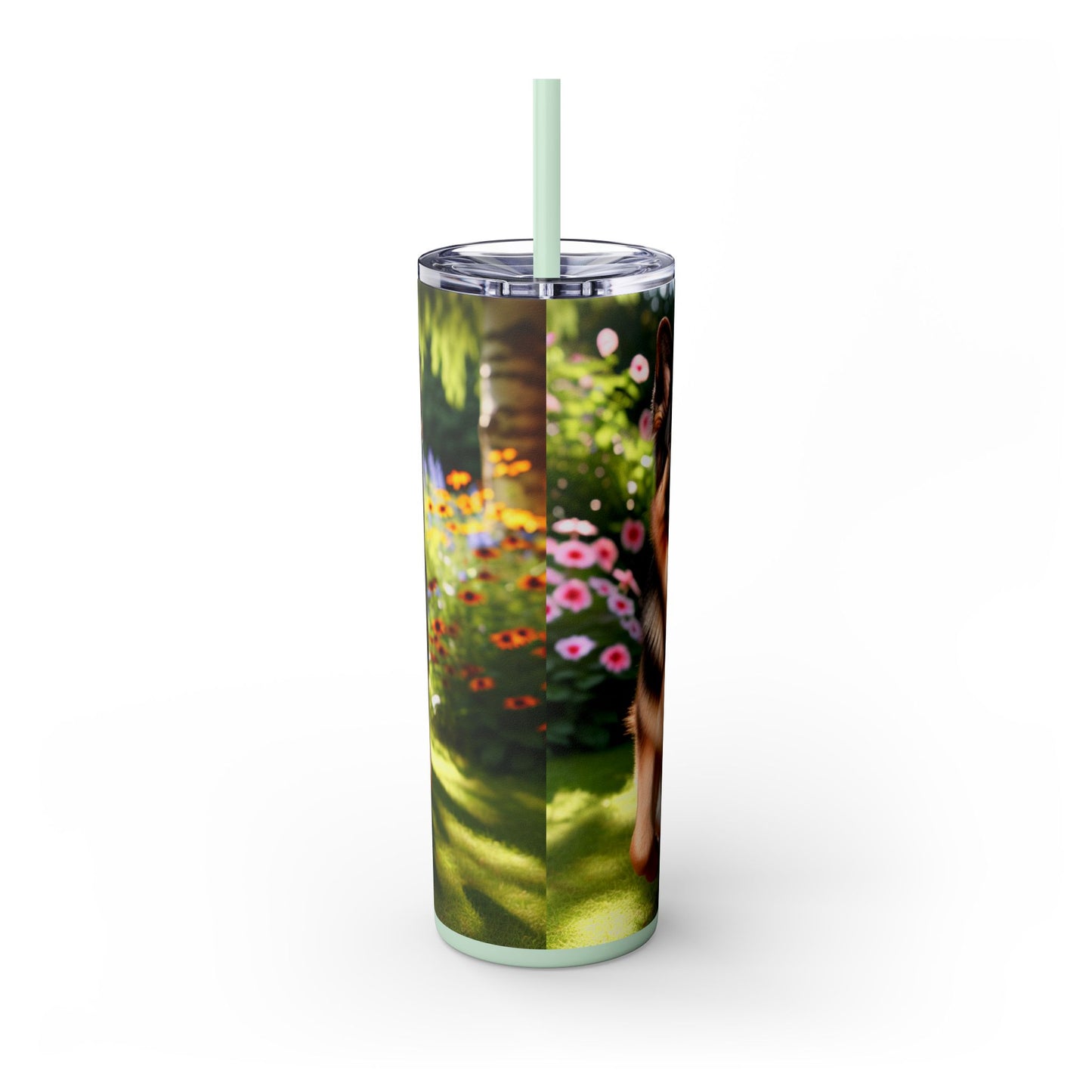 German Shepherd Skinny Tumbler with Straw, 20oz