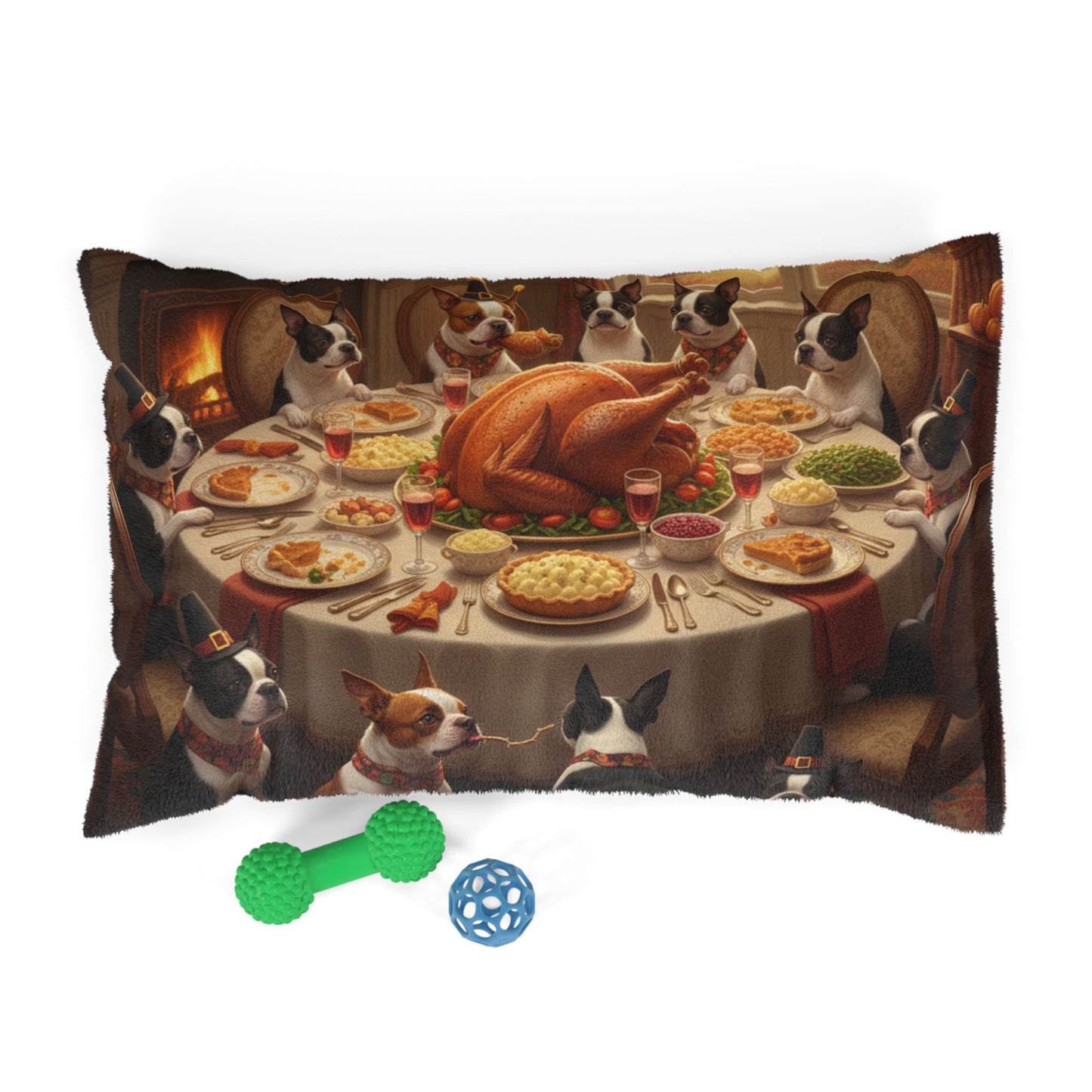 Boston Terrier Thanksgiving Dinner Pet Bed