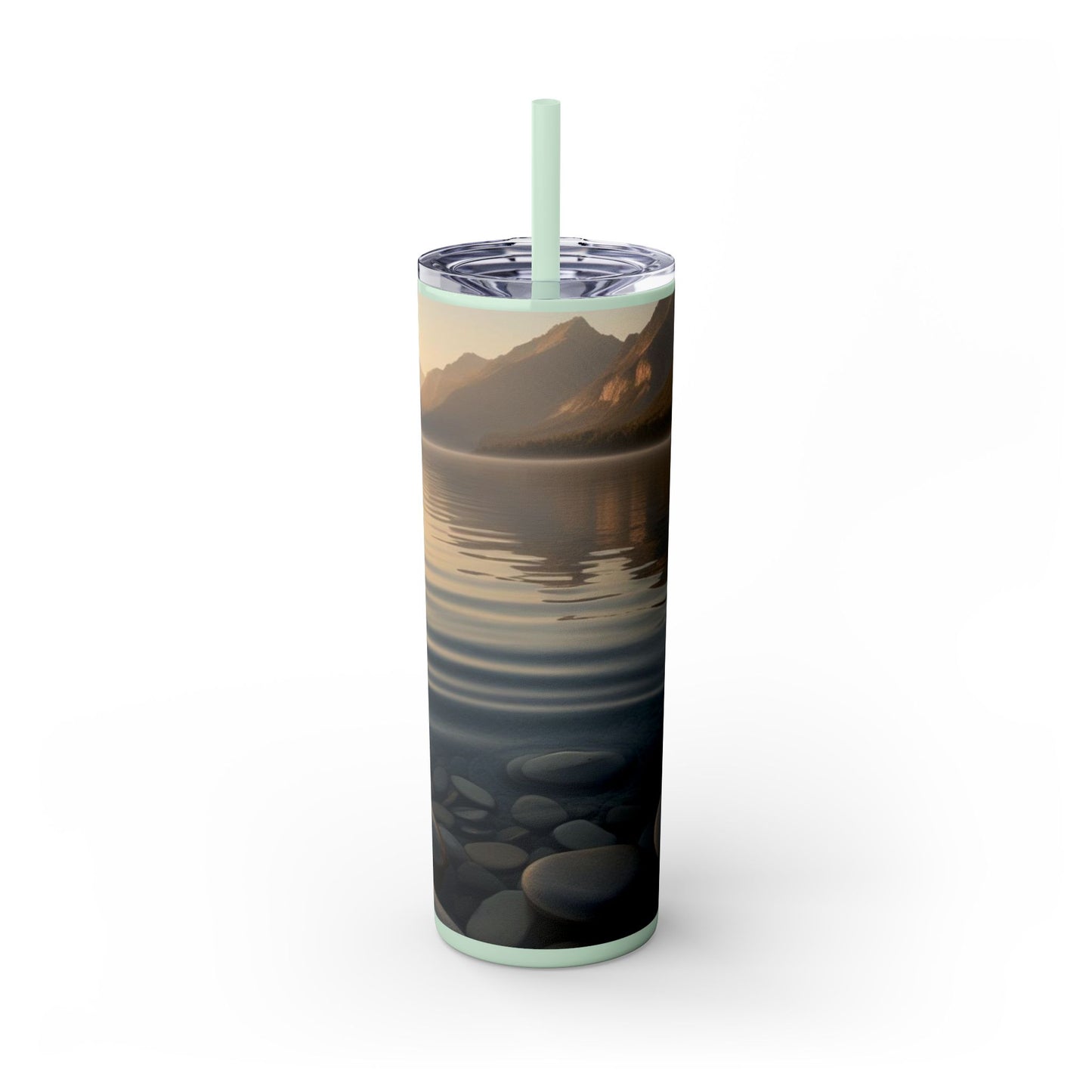Ripple in a Mountain Lake Skinny Tumbler with Straw, 20oz