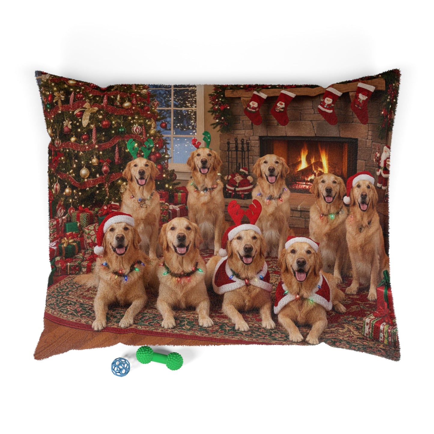 Golden Retrievers Holiday Portrait Pet Bed