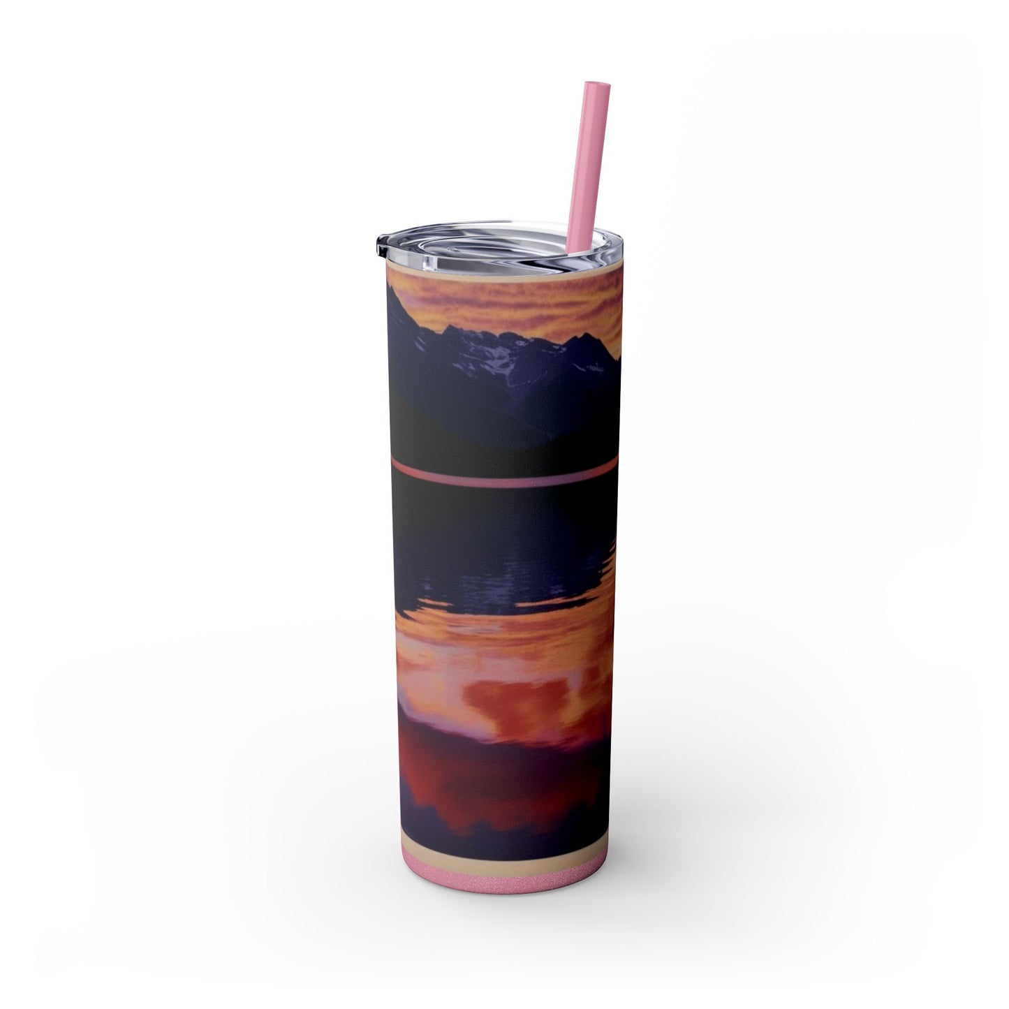 Mountain Lake Sunrise Skinny Tumbler with Straw, 20oz