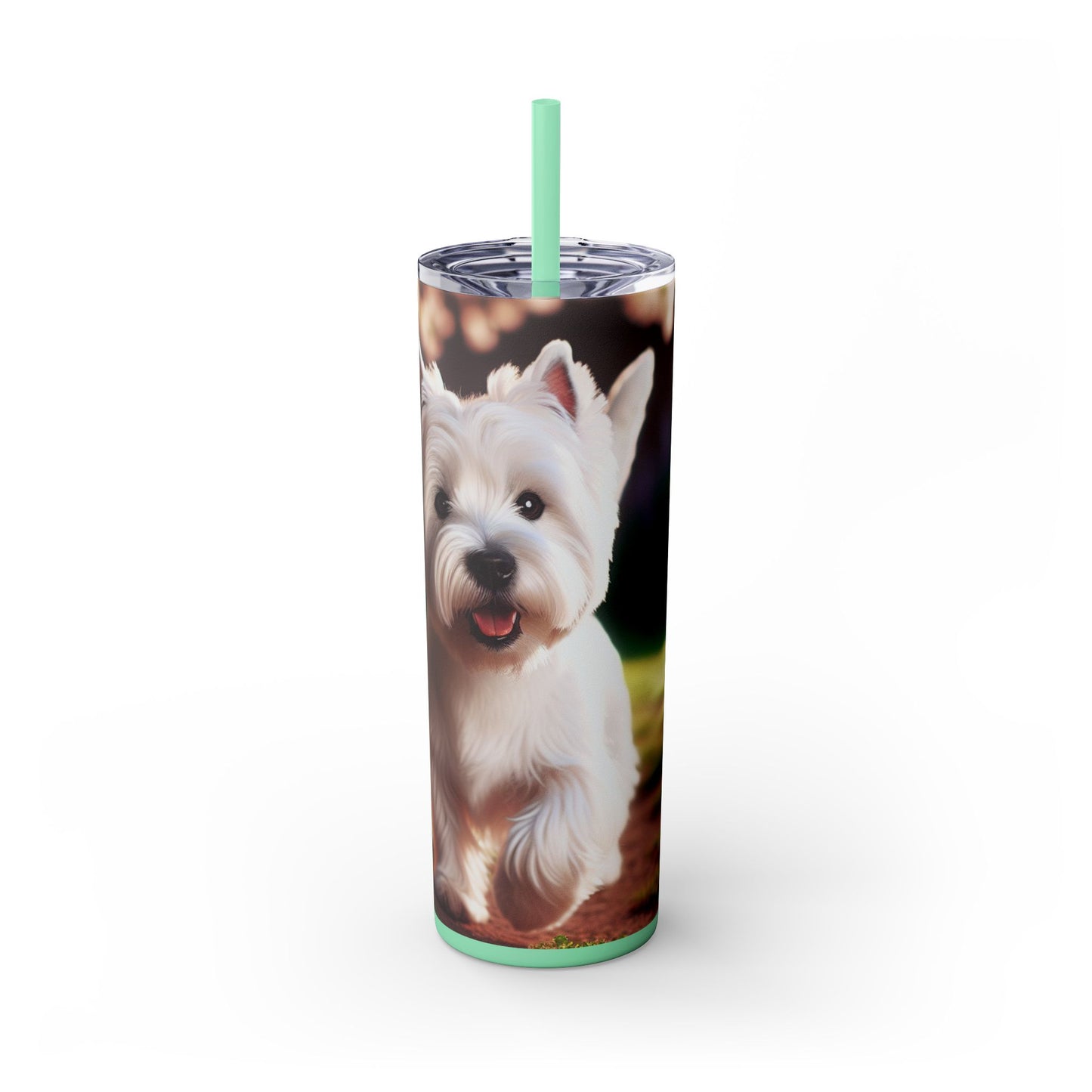 West Highland White Terrier Skinny Tumbler with Straw, 20oz